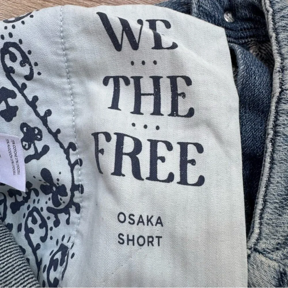 NWT Free People Osaka Long Baggy Jean Shorts Blue 29